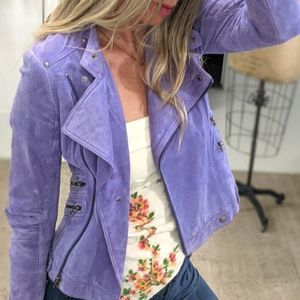 Vintage Danier Periwinkle|Lavender Suede Moto Jacket